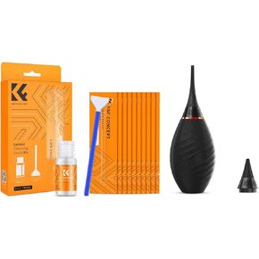 K&F Concept 24mm Full Frame Sensor Cleaning Swab*10+20ml Sensor Cleaner+Long Nozzle/Short Nozzle Air Blower Compatible with Nikon Sony Canon DSLR Camera Sensor