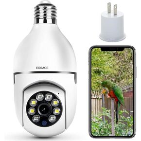 Light Bulb Security Camera,WiFi 5G 2.4GHz WiFi E27 360 Degree Light Socket Camera, Wireless with Motion Tracking Alarm, Color Night Vision,Two-Way Audio