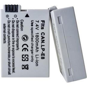 2 Pack LP-E8 Replacement Batteries Compatible with EOS Rebel T5i, T4i, T3i, T2i, EOS 550D, 600D, 650D, 700D, Kiss X4, Kiss X5, Kiss X6, LC-E8E