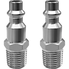 Beduan Stainless 1/4 NPT Air Hose Adapter Fittings 1/4 MPT Male Threaded Air Compressor Plug universal Industrial I/M Type D(Pack of 2)