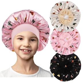 3 PCS Kids Bonnets for Girls,Silk Bonnet for Kids Sleeping Toddler Bonnet