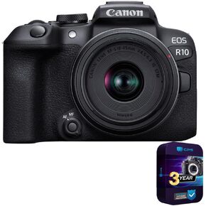 Canon 5331C009 EOS R10 Mirrorless APS-C Camera with RF-S 18-45MM F4.5-6.3 is STM Lens Bundle with 3 Year CPS Enhanced Protection Pack