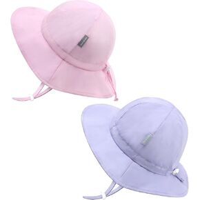 UPF 50+ Baby Bucket Hat - Wide Brim Sun Protection Beach Cap for Girls - Cute & Adjustable Toddler Hat