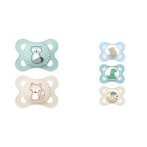 MAM Original Matte Baby Pacifier 2 Pack & Day & Night Silicone Pacifier 3 Pack for Boys 0-6 Months