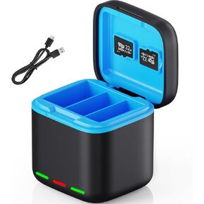 Battery Charger for Hero 13 Black, 3-Pack 2200mAh Battery USB Storage 3-Channel Fast Charger Fully Compatible with GoPro Hero 13 Black Official with Micro SD Card Slot