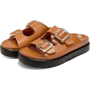 Coutgo Womens Platform Sandals Comfortable Arch Support Slip on Flat Slides Buckle Summer Beach Sandal Shoes