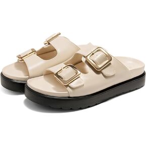 COUTGO Womens Platform Sandals مريح الدعم قوس زلة على شرائح مسطحة مشبك أحذية صندل شاطئ الصيف