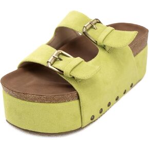 heelchic Platform Sandals Women, Chunky Platform Wedges with Arch Support, Big Buckle Casual Open Toe Slide Sandals