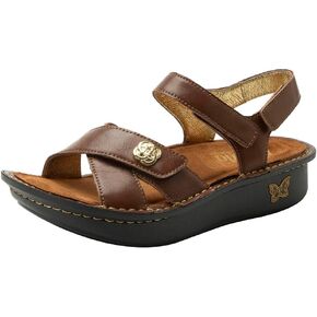 Alegria Women Kelsi Cross Strap Adjustable Leather Sandal