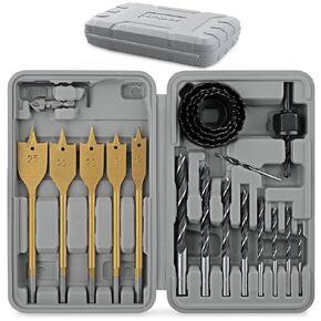 Hi-Spec 63pc Compact Multi Steel Drill Bits & Screw Nut Driver Bit Set Accessories in a Case. HSS Titanium Coated, Masonry, Brad Point & Hole Saws for Drilling Metal, Wood, Brick & Concrete
