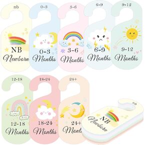 8 Pack Baby Closet Dividers Watercolor Plants Clothing Organizer Double-Sided Colorful Hanger for Newborn to 24 Months (Rainbow)