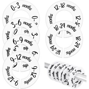 Baby Closet Dividers, Set of 6 Baby Closet Size Dividers, Baby Hanger Dividers By Age from Newborn to Toddler, Organize Nursery Hangers for Clothes