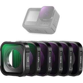 NEEWER ND Filter Set (4 Pack) with 15X Magnification Lens, ND8 ND16 ND32 CPL Filter + Closeup Lens for Macro Photography Action Camera Accessories Compatible with GoPro Hero 13 12 11 10 9, FL-GP25
