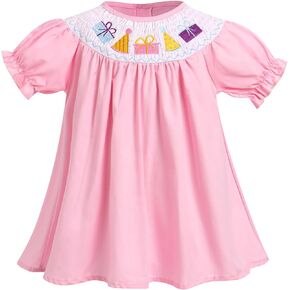 IBTOM CASTLE Toddler Baby Girl Birthday Party Dress Short Sleeve Crew Neck Strawberry Melon Heart Casual Summer Sundress