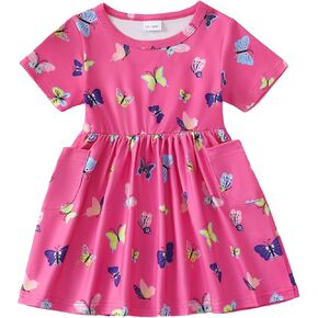 Baby Toddler Girl Dress Little Girls Clothes Short Sleeve Ruffle Sundress Casual Boho Summer Spring Dresses for Girl
