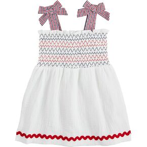 Mud Pie Baby Girls Children's White Smocked Gauze Dress