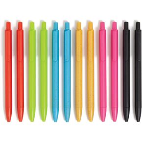 U Brands U-Eco Colored Hybrid Ink Ballpoint Pens, Set of 12, Bold and Bright, Medium (0.7 mm) Point, Assorted Color Ink