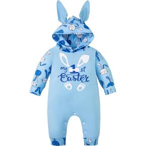 Newborn Baby Infant Boys Girls My First Easter Hoodies Romper Clothes