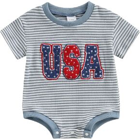 Douhoow Infant Baby Romper Short Sleeve Baby Boy Girl Romper Unisex Baby Game Day Summer Clothes