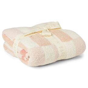 Barefoot Dreams, Unisex, CozyChic® Scalloped Checkered Stroller Blanket, Ballet Pink Multi, Baby