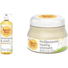 Burt's Bees Baby Shampoo and Wash Set with Healing Ointment, Natural Origin Plant Based Formula, 2-in-1 Shampoo 21 Oz and Ointment 7.5 Oz