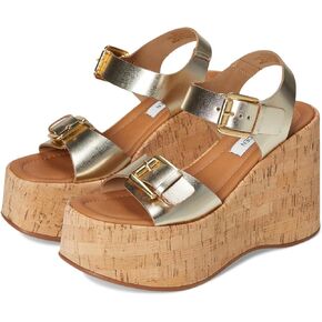 Steve Madden Womens RIVE04S1 Buckle Leather Wedge Heels