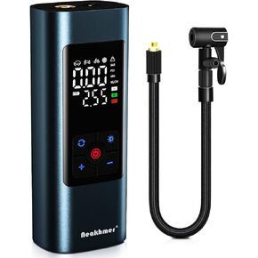 Tire Inflator Portable Air Compressor: Cordless Air Pump for Car Tires 150PSI - Tire Pump with Pressure Gauge for Car Bike Motorcycle Balls (Grey Blue)
