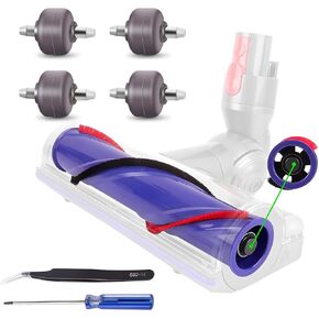 [Only For Driveshaft with 4-Hongs]Roller Brush Bar Kit Replacement for Dyson V7 V6,Compatible with V7 V6 DC59 SV11 SV03 SV04 SV05 SV09,Vacuum Cleaner Head Parts,Comes with Wheels
