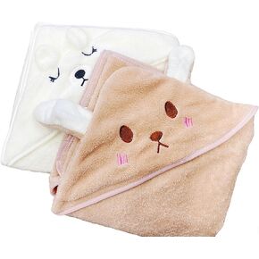 2 Pack Babies Hooded Towel, Absorbent & Large & Soft Bath Towel, for Babies & Infant & Toddler & Kids, Size 32 x 32 Inch