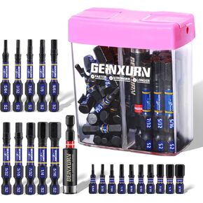 43Pieces Impact Screwdriver Bits Set with Colorful Boxes, Magnetic (Phillips/Pozi/Square/Torx/Hex) S2 Steel Multi Driver Bits