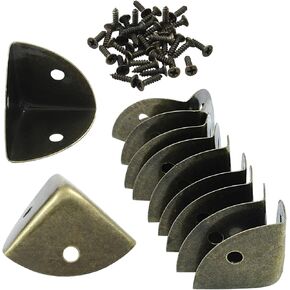 12 Pcs Metal Corner Protectors Bronze Edge Guard Furniture Edge Corner Cover Angle Corner Brackets with Mounting Screws for Box Table Cabinet(1"x1"x1")