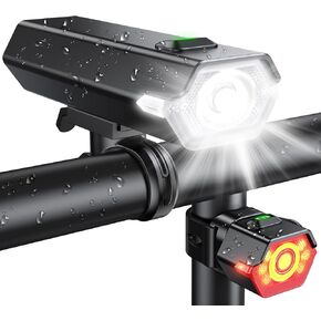 Upgraded Bike Lights Super Bright, 4+6 Modes Rechargeable Bicycle Lights Front & Rear with Side Lights, 360°Rotatable Bike Headlight, IP65 Waterproof Bike Tail Light for Day/Night Riding Safety