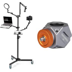 Tarion Live Streaming Stand with Wheels + Cold Shoe Adapter for Tripod ، 61 "/155cm 5-in-1 Stream Stand Meature Kit + Extension multifunction مع 1/4 ثقوب أحذية باردة