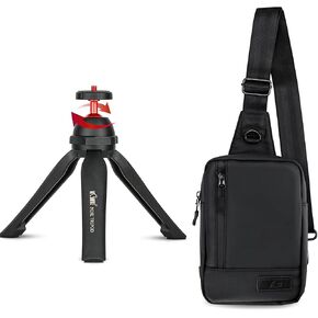 KIWIFOTOS Mini Table Tripod with 360° Ball Head+Mini Crossbody Sling Bag for Women Chest Bag Water Resistant Fanny Pack