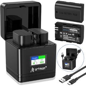 Artman LP-E6P Battery 2750mAh 2-Pack with Dual USB Charger Compatible with Canon EOS R5 Mark II, EOS R7 R6 R5 R, 5D Mark II/III/IV, 6D Mark II, 7D Mark II, 60D 70D 80D 90D, 5D 5DS 5DS R, 6D 7D Cameras