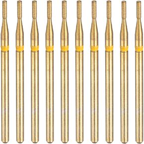 Harfington 10pcs 325-400 فليت ماس ​​طحن بت 1.35 ملم رأس أسطوانة 2.35 ملم شانك 5 ملم الطول من التيتانيوم الحجر الحفر الأداة الدورانية للأظافر تلميع الأظافر تلميع in Kuwait