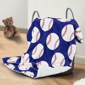 Baseball Baby Blanket for Boys Girls Soft Fleece Minky Blanket with Dotted Backing Double Layer Newborn Toddler Blankie for Nursery Stroller Crib Gift Ideas to Son Nephew Grandson 26.5 * 40 Inches