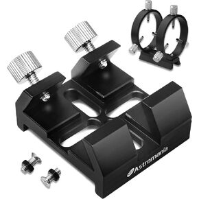 Astromania Adjustable Guiding Scope Ring Set with Plate - Bundle with - Universal Dovetail Base