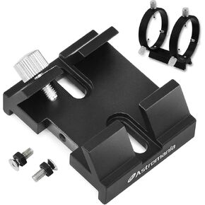 Astromania Adjustable Guiding Scope Ring Set with Plate - Bundle with - Schmidt-Cassegrain Finder Scope Base