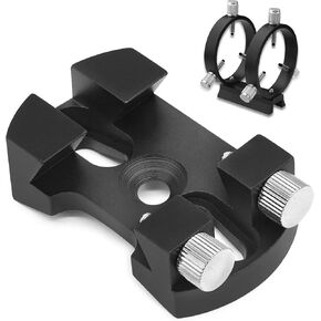 Astromania Adjustable Guiding Scope Ring Set with Plate - Bundle with - Universal Quick Release Finder Shoe Base