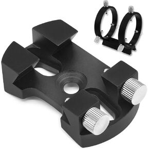Astromania Adjustable Guiding Scope Ring Set with Plate - Bundle with - Universal Quick Release Finder Shoe Base