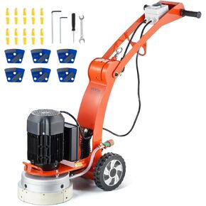 VEVOR 10" Electric Concrete Floor Grinder, 1.7HP Walk-Behind Polisher, 1300W Grinding Machine with 1720RPM Brushless Motor, Heavy-Duty Surfacing Tool for Granite and Concrete Floors