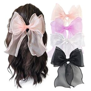 Large 6-Inch Organza Hair Bow for Girls | Big Bows with Clips for Toddler Girls | Elegant Ballet Hair Accessories for Kids Ages 4-8 | Perfect Little Girl Hair Accessories (Purple)