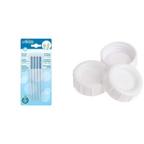 Dr. Brown's Natural Flow Reusable Baby Bottle Vent System and Reservoir Cleaning Bristle Brush & Travel and Storage Baby Bottle Caps for Natural Flow and Options+ Baby Bottles - 3-Pack - Narrow