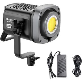 ULANZI 200W Bi Color LED Video Light COB Continuous Output Lighting, COB Bowens Mount Photography Fill Light APP Control Studio Light with Power Adapter