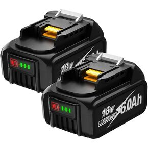 تم ترقية 6.0AH 18V بطارية استبدال بطارية Makita 18V متوافق مع جميع أدوات الطاقة اللاسلكية Makita 18V (2Pack)