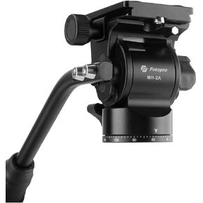 Fotopro Ball Head Video Fluid Head Pan Tilt Head with Quick Release Plate and Adjustable Handle Max Load 3kg for Camera MH-2A Black