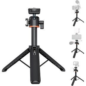 Extendable Mini Tripod with 360° Ball Head, FotStdio 4-Section Adjustable Lightweight Travel Tripod for DSLR Action Camera, Smartphone, Desktop Stand for Vlogging, YouTube, Live Streaming Selfie Stick