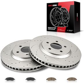 Torchbeam 12.44 inch (316mm) Brake kit|Brake Pads and Rotors Kit Compatible with 2010-2014 Mustang 3.7/4.0L,Disc Brake Rotors + Ceramic Pads Kit,6pcs,54134+D1464