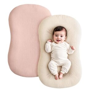 Lounger Cover Compatible with Snuggleme, Soft, Breathable Cover Compatible with Snuggle me Lounger,Removable Infant Lounger Cover Designed for Snuggle Me, 2 Pack, 31'x21',Pink and Wheat(Cover ONLY)